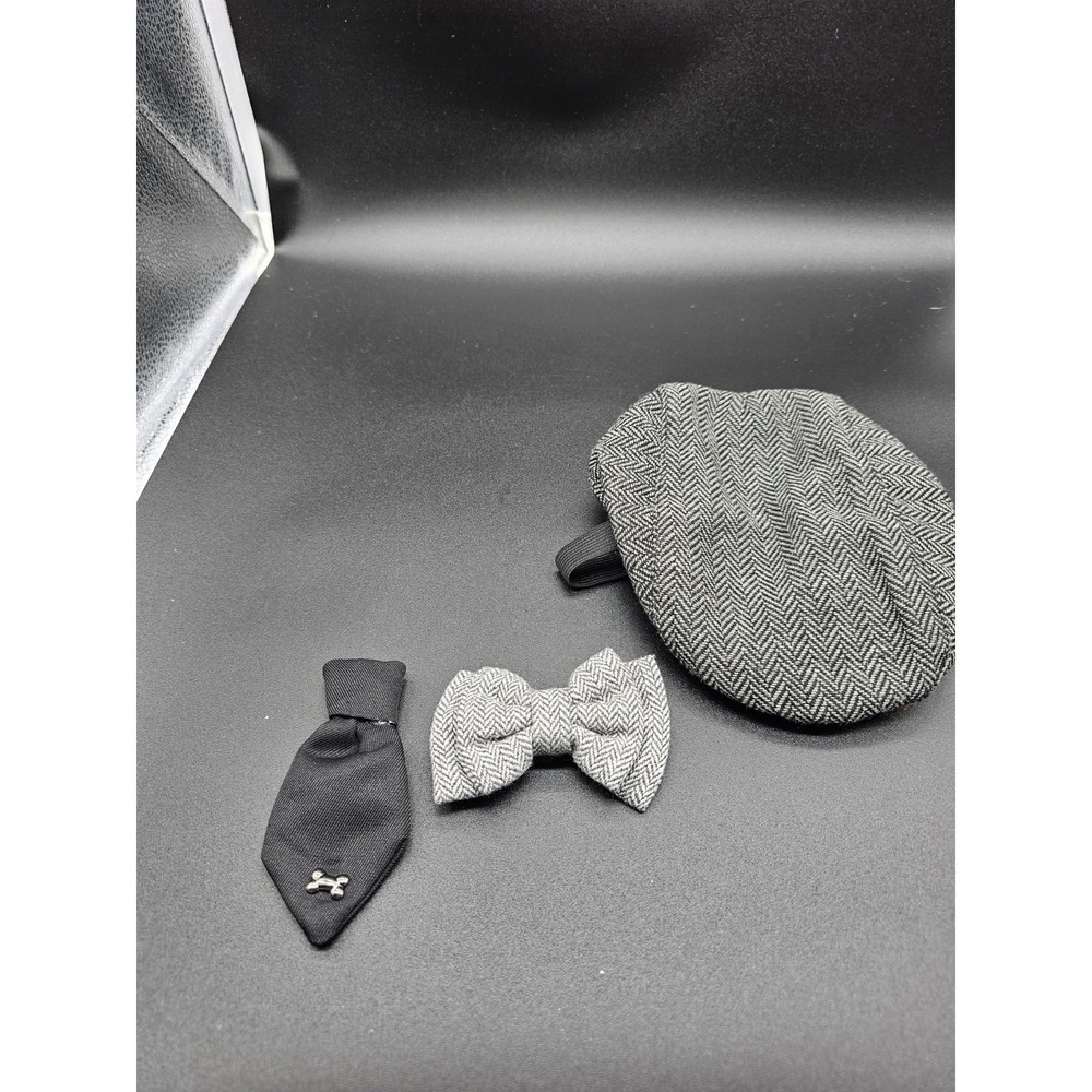 Dog Hat Bow Tie & Tie Set For Small Dog Formal Dress Up